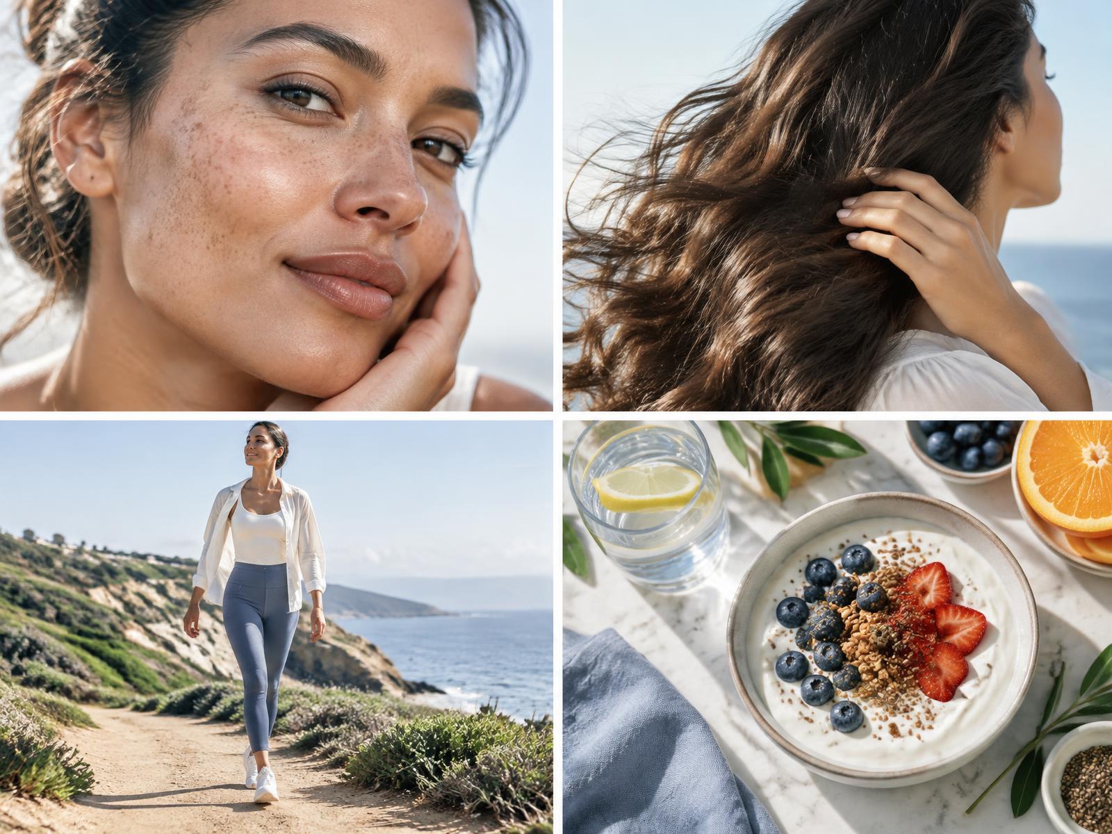 Piel facial natural de aspecto saludable